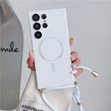 Metallic Paint Magnetic Drop-Proof Crossbody Nail Phone Case for Samsung