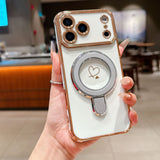 Plating Love Heart Magnetic Phone Case For iPhone