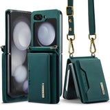 Flip Wallet Card Holder Cover With Lanyard For Samsung Z Flip