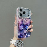 Flashing Butterfly Diamond Glitter Lens Protector case for iPhone