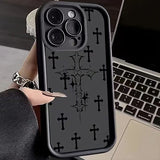 Luxury Black Cross Print case for iPhone