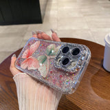 Butterfly rhinestone glitter soft case For iPhone