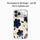 Blue White Contrast Floral Electroplated Glass Case For iPhone