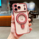 Plating Love Heart Magnetic Phone Case For iPhone