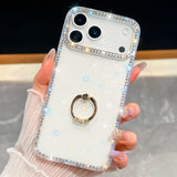Shiny Little Stars Glitter Diamond Clear ring holder Case For iPhone