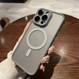 Matte Transparent Magnetic Lens Protection Case For iPhone