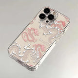 Clear Pink dragon Case For iPhone