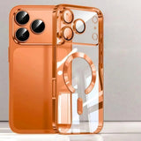 Clear Luxury Plating Camera Protection Magnetic Soft TPU Case For iPhone
