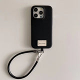 Solid color leather lanyard Case for iPhone