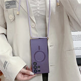 Metallic Paint Magnetic Drop-Proof Crossbody Nail Phone Case for Samsung