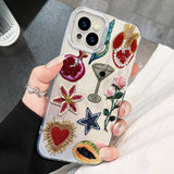 Unique pomegranate star flower feather phone case for iPhone