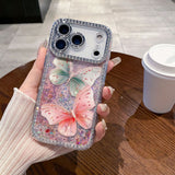 Butterfly rhinestone glitter soft case For iPhone