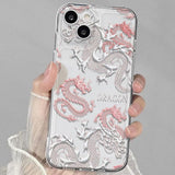 Clear Pink dragon Case For iPhone