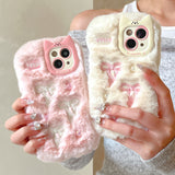Cute Plush Bow Cartoon Cloud Shatter-Proof Phone Case for IPhone