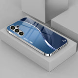 Business style.electroplated silver glass Case For Samsung