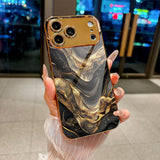 Glowing Flowing Gold Art Glass Phone Case For iPhone