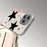 Cool Black Star Graffiti Tempered Glass Cover For iPhone