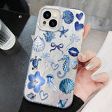 Feather Blue Bow Seahorse Phone Case for IPhone