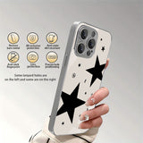 Cool Black Star Graffiti Tempered Glass Cover For iPhone