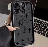 Luxury Black Cross Print case for iPhone