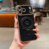 Plating Love Heart Magnetic Phone Case For iPhone