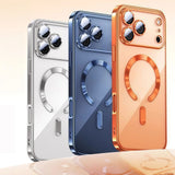 Clear Luxury Plating Camera Protection Magnetic Soft TPU Case For iPhone