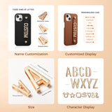 Genuine leather lychee pattern metal letter Case for iPhone