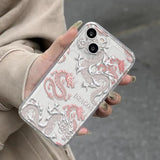 Clear Pink dragon Case For iPhone