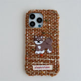 Flannel woolen 3D puppy Case for iPhone