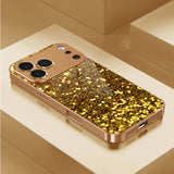 Gold Foil & Glitter Tempered Glass Case For iPhone