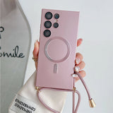 Metallic Paint Magnetic Drop-Proof Crossbody Nail Phone Case for Samsung