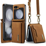 Flip Wallet Card Holder Cover With Lanyard For Samsung Z Flip