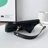 Luxury Leather Heart-Shaped Crossbody Card Holder Phone Case for iPhone