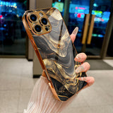 Glowing Flowing Gold Art Glass Phone Case For iPhone