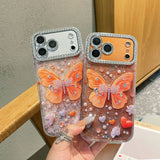 Flashing Butterfly Diamond Glitter Lens Protector case for iPhone
