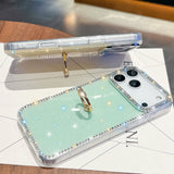 Shiny Little Stars Glitter Diamond Clear ring holder Case For iPhone