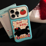 Cute Black Cat and tomato Case for iPhone