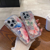 Butterfly rhinestone glitter soft case For iPhone