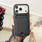 Skin-feel, drop-resistant protective case with card holder For iPhone