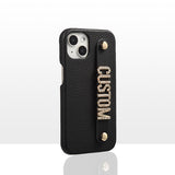 Genuine leather lychee pattern metal letter Case for iPhone