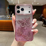 Electroplated 3D butterfly rhinestone Case For iPhone
