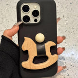 Trojan Ring Stand Lychee Leather Case For iPhone