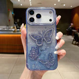 Electroplated 3D butterfly rhinestone Case For iPhone
