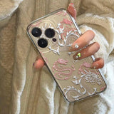 Clear Pink dragon Case For iPhone