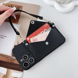 Luxury Leather Heart-Shaped Crossbody Card Holder Phone Case for iPhone