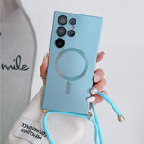 Metallic Paint Magnetic Drop-Proof Crossbody Nail Phone Case for Samsung