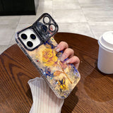 Bamboo Leaf Butterfly Pattern Camera Bracket Lens Protection Case for iPhone