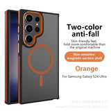 Two-tone skin-feel magnetic metal lens protective Case for Sumsung