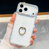 Shiny Little Stars Glitter Diamond Clear ring holder Case For iPhone