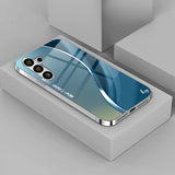 Business style.electroplated silver glass Case For Samsung